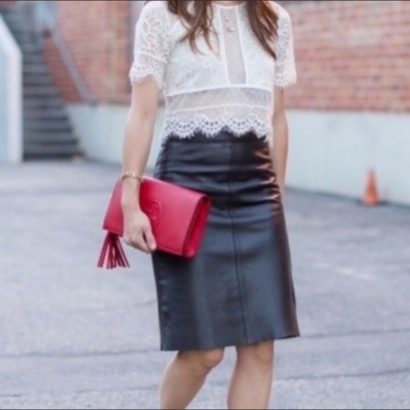 WILSON LEATHER SKIRT PELLE STUDIO BODYCON BLACK LEATHER SKIRT MIDI SKIRT 4 VTG - Picture 3 of 14